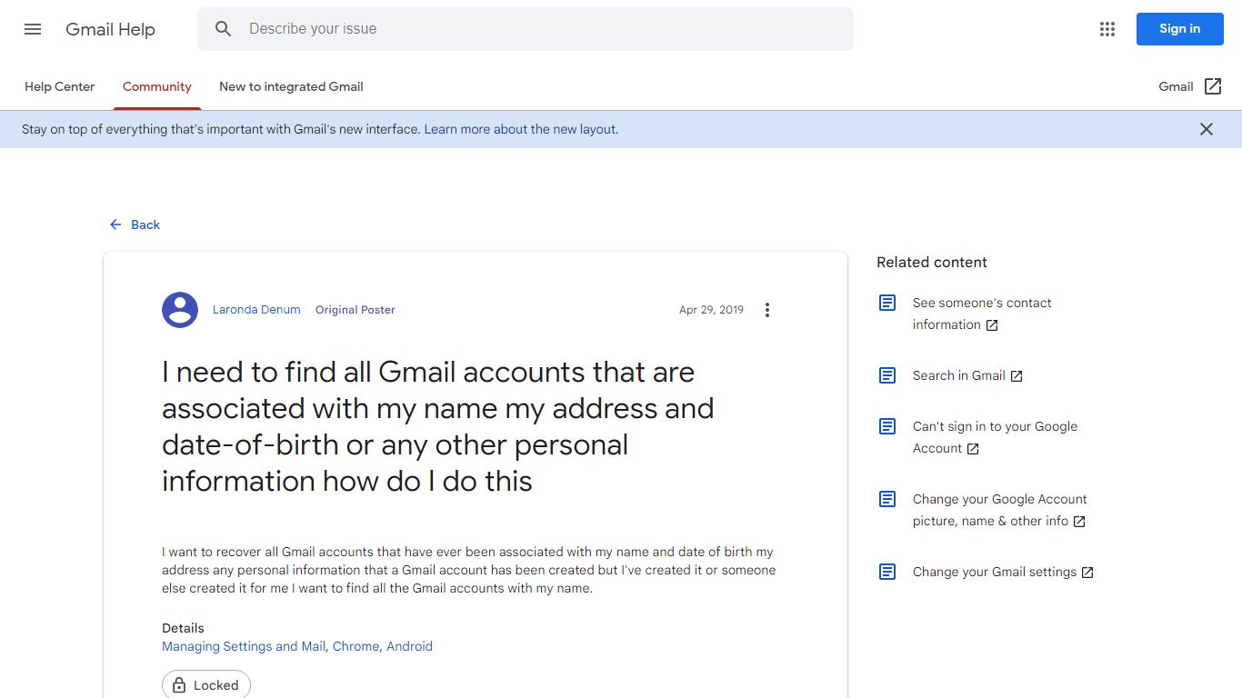 I need to find all Gmail accounts that are associated with my name my ...