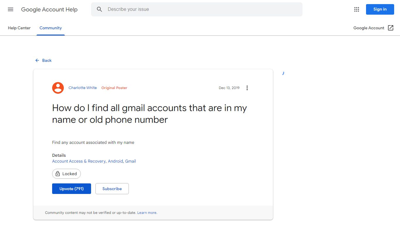 How do I find all gmail accounts that are in my name or old ... - Google